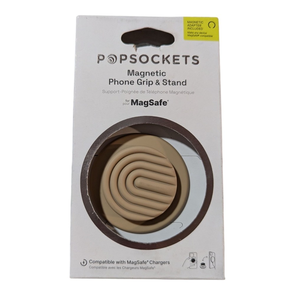 16-O PopSockets MagSafe Round PopGrip Phone Grip & Stand Popout Curves Latte